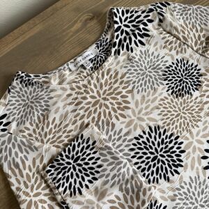 Emily Daniels Womens Small Floral Crewneck 3/4 Sleeve Blouse Top